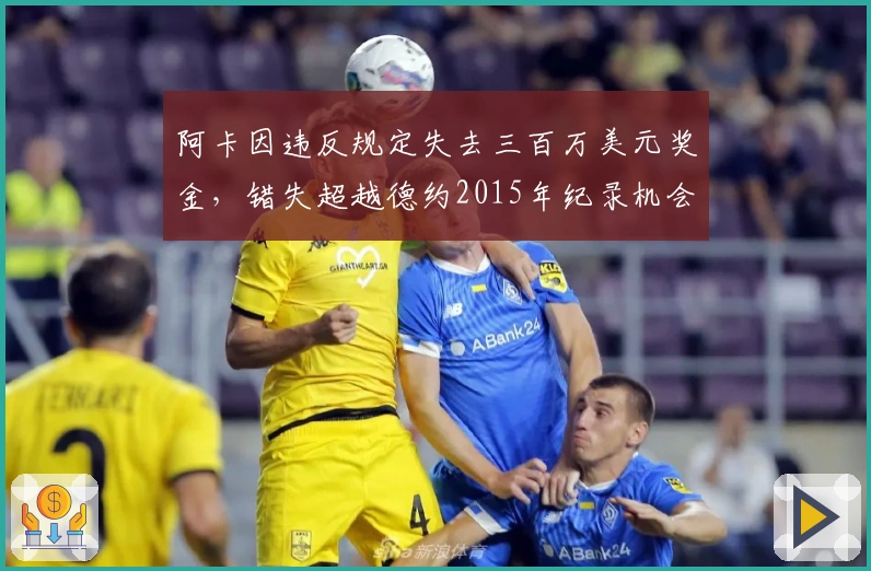 阿卡因违反规定失去三百万美元奖金，错失超越德约2015年纪录机会